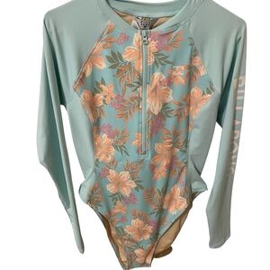 Billabong Aqua Floral Long Sleeve Swimsuit - Size: XL - NWT